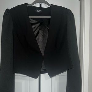 city chic black satin lined cropped blazer plus size
